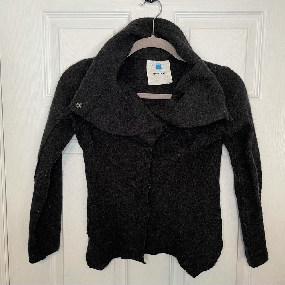 Anthropologie Sparrow 100% Wool Charcoal Sweater